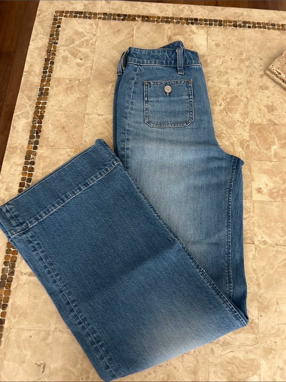 J.Crew '96 Denim Trouser Wide Leg High Rise Sailor Jeans 26 Tall‎